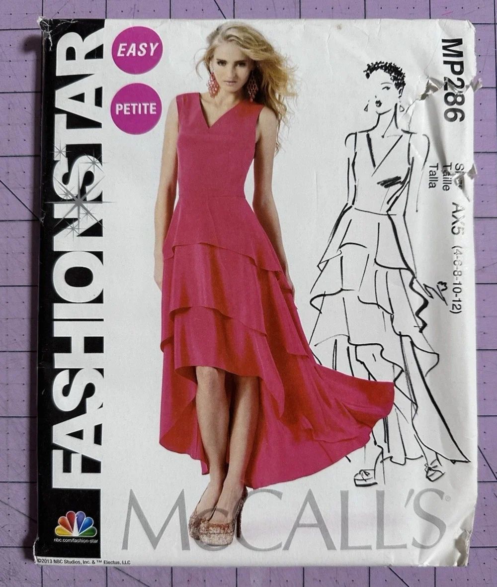 UNCUT McCalls 286 6698 Misses Dress Tiered Prom Party Dress Pattern 4-12